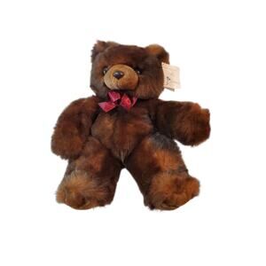 Purr-fection By MJC Vintage 1992 Brown Bear Plush, 14" Stuffed Animal Toy, Minky